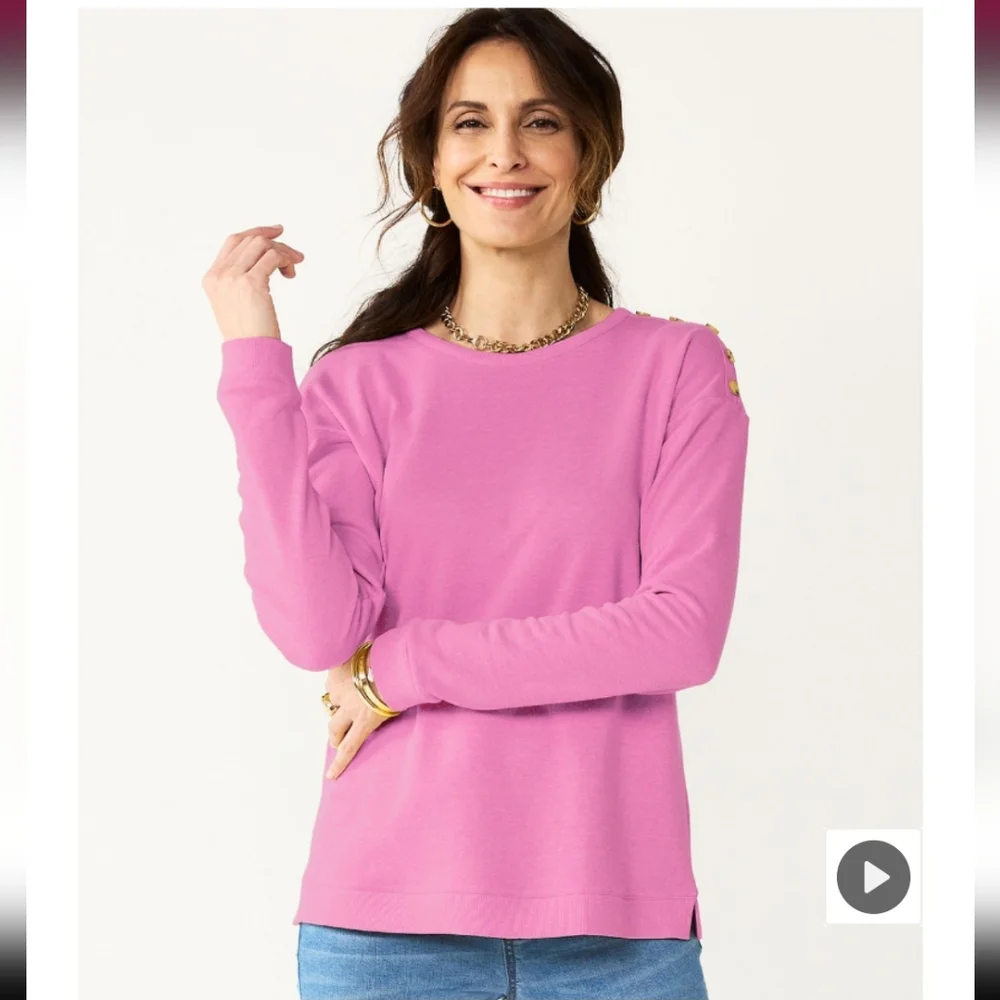 Croft & Barrow Petite Pink Sweatshirt - Picture 1 of 11